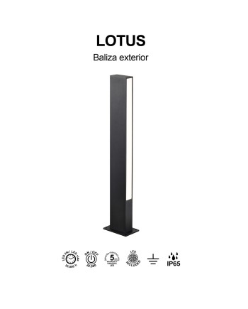 LOTUS * BOLARDO 60CM IP65 10W 3000K NEGRO